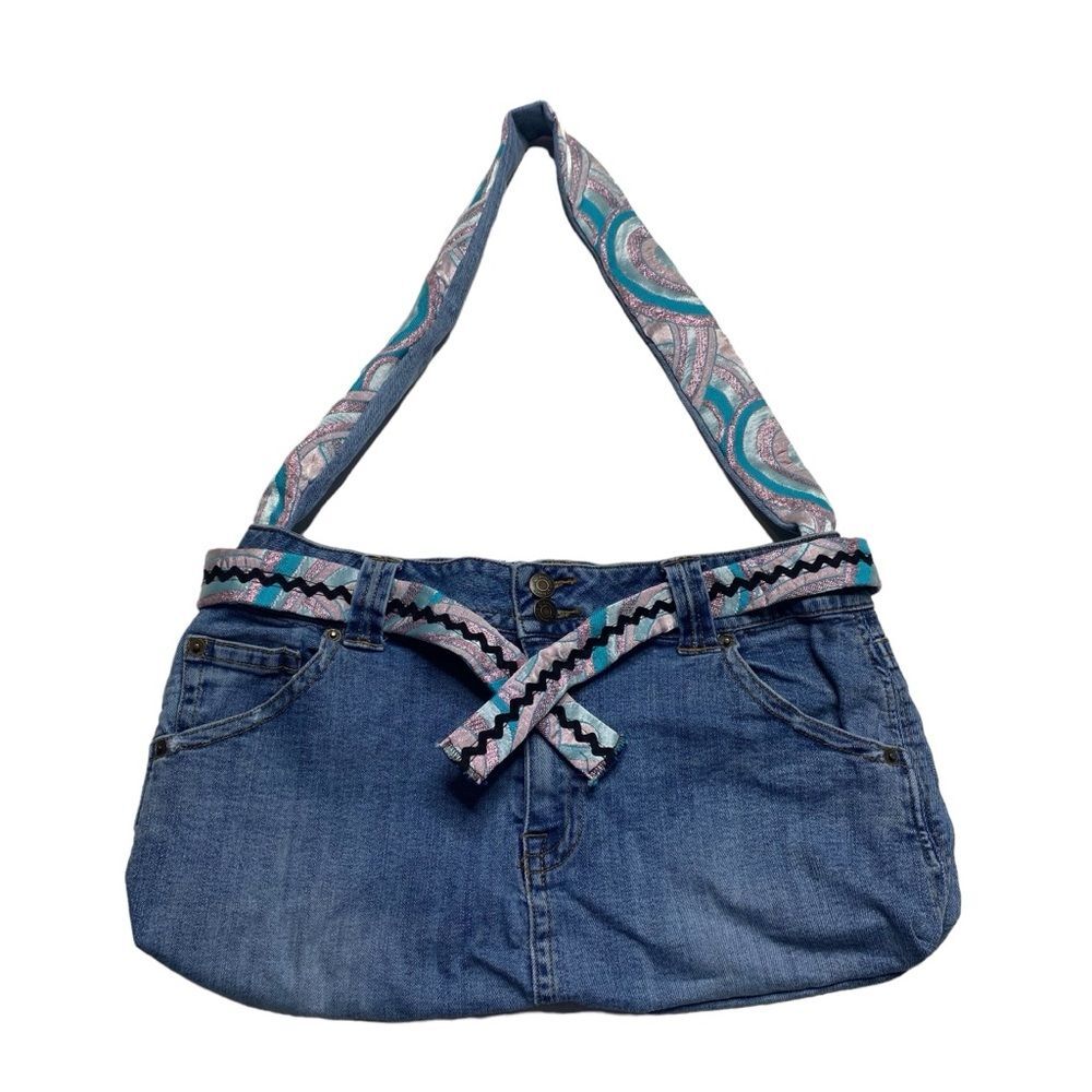 Vintage 80s Denim Blue Jean Shoulder Bag